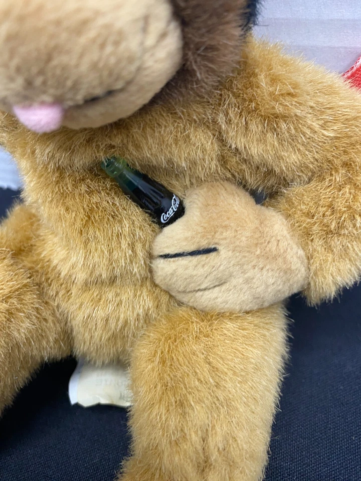 Vintage 1999 Coca Cola Plush Chimpanzee Monkey Stuffed Animal Cola Bottle 8" B24 - Image 2 of 4