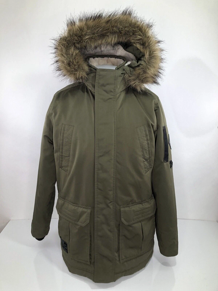 Hollister all weather faux fur trim & lining hooded parka in green