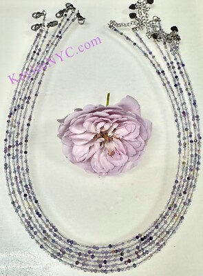 Wholesale 6 Pcs 2mm Faceted Fluorite Necklaces Stainless Steel Findings