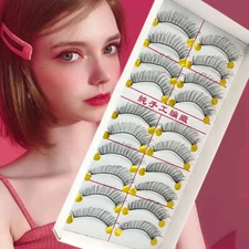 10 Pairs Natural Long Cross False Eyelashes Makeup Fake Thick Black Eye Lashes