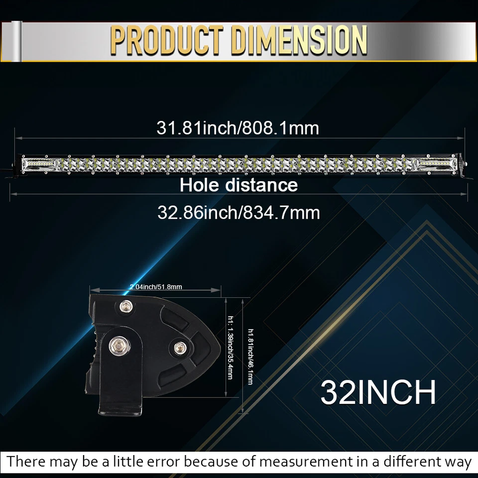 Combo de barra de luz LED de 32"" para Kubota RTV-X1100C X1120/D X1140 X900 XG850 400Ci Foto 2 de 4