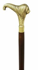 Vintage Brass Head Lion Handle Victorian Walking Stick Antique Wooden Cane Gift