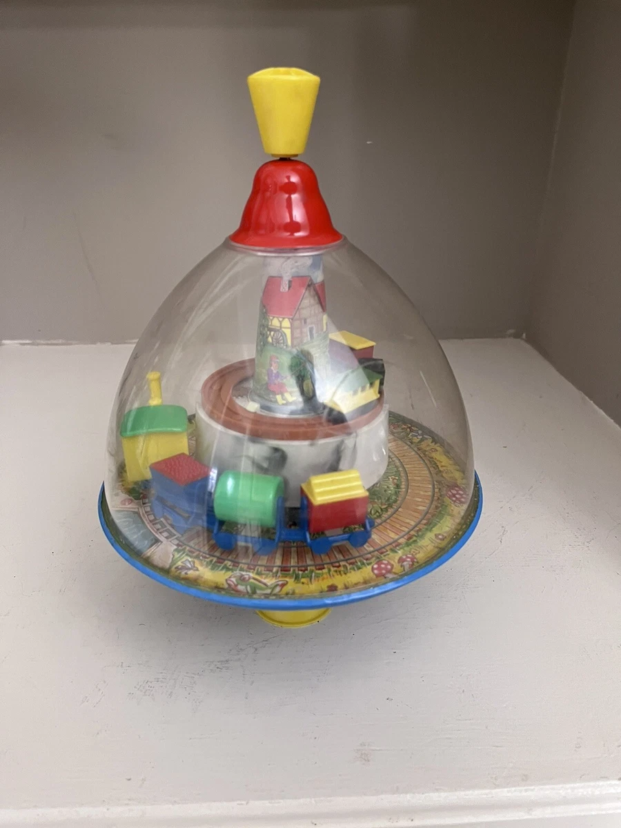 Vintage Panorama Train Pump Spinning Top Toy eBay