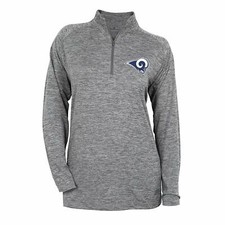 Zubaz NFL Football Women's Los Angeles Rams Tonal Gray Quarter Zip Sweatshirt