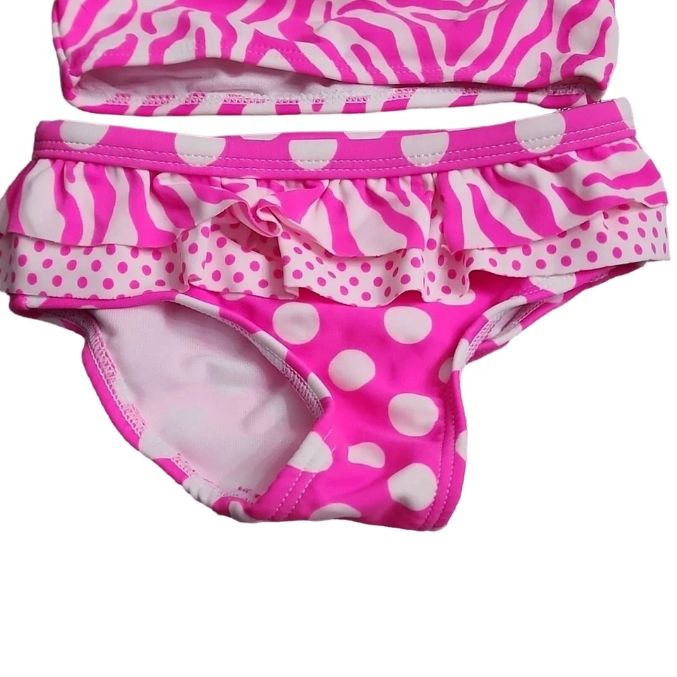 Ocean Pacific Baby Hot Pink and White Two Piece Swimsuit, 12M - Image 3 of 4