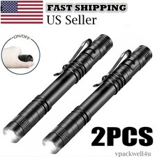 2PCS Mini Small Torch Super Bright LED Flashlight Penlight with Clip Pocket