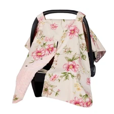 Insular Floral Car Seat Covers for Babies, Infant Minky Pink Begonia 