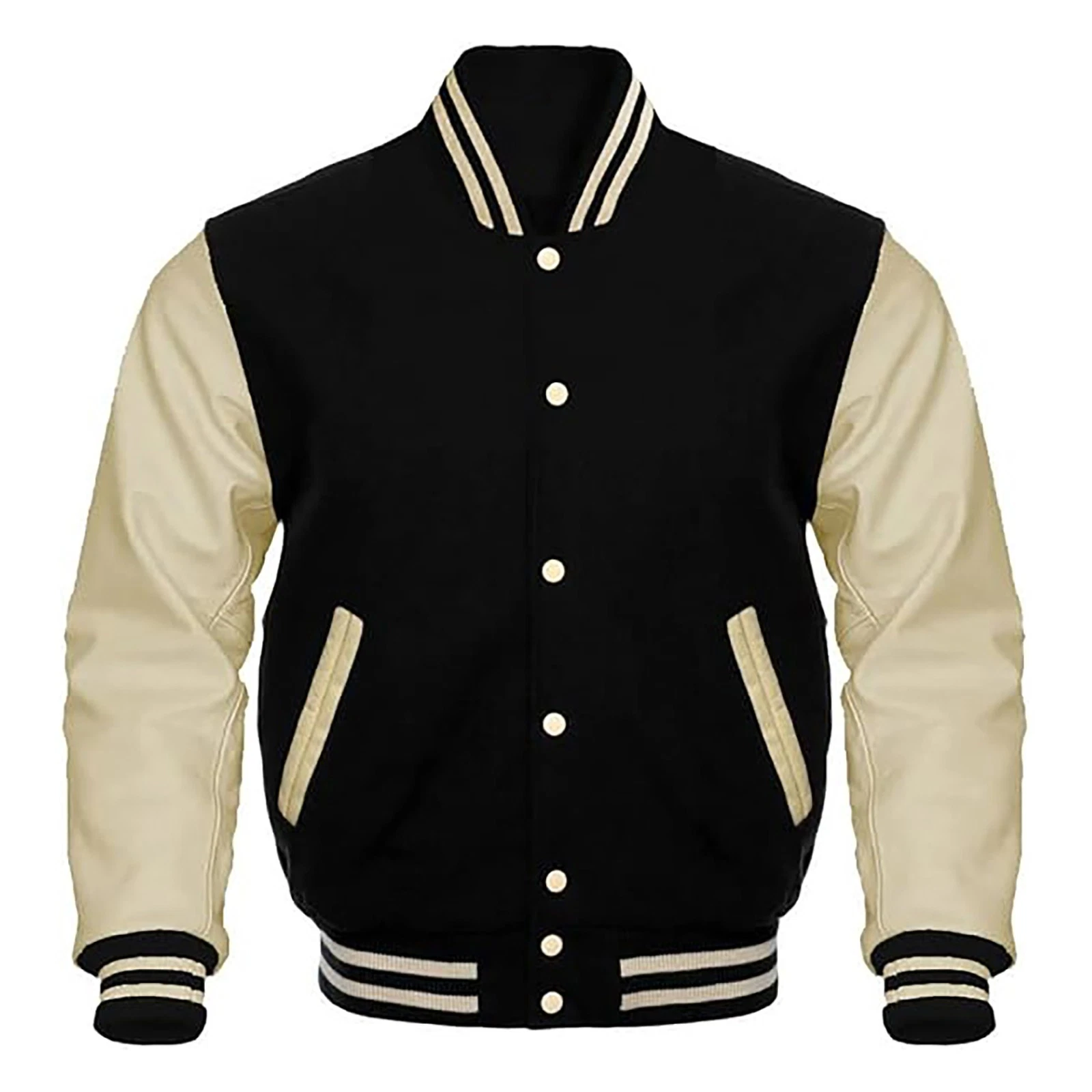 Letterman Varsity Baseball Red Wool Genuine White Leather Sleeves Jackets