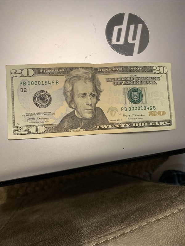 Federal 2017A $20 Twenty Dollar Bill low Serial Number Birthday Year 00001946
