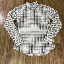 Everlane Mens White Long Sleeve Dress Shirt Small Chest Pocket Plaid