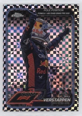 2024 Chrome Formula 1 Pole Position Checker Flag Refractor Max Verstappen 0y8x