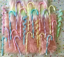 Christmas Ornaments Cane Pastel Peppermint Candy Land Sweets Tree Decor 20pc SET