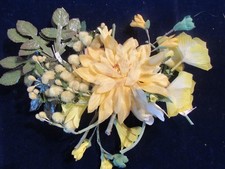 Vtg Millinery Flower Collection Lot Yellow Shades w/Pom Puffs 1-3" German H5489