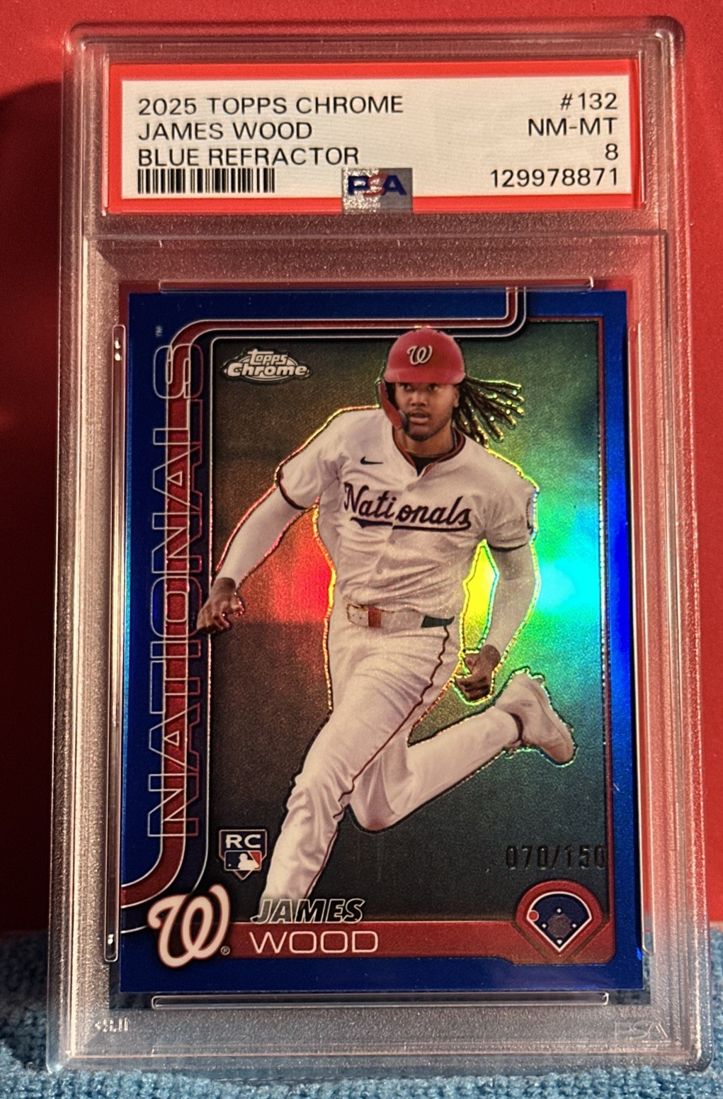 2025 Topps Chrome - James Wood #132 Blue Refractor(RC)🔥🔥TRUE BLUE/150🔥🔥🔥
