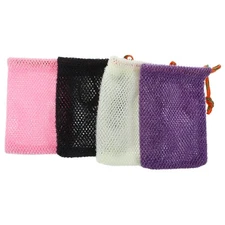 4 PCS Soap Pouch for Shower Mesh Sponge Exfoliating Net