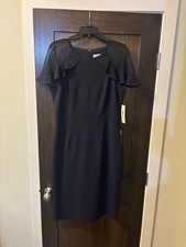 Eliza J Sheer Ruffle Shoulder Cocktail Dress, NWT, $158 Retail, Size 14