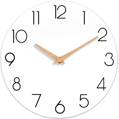 Wall Clock, 12 Inch Wooden Silent Non-Ticking, Decorative Battery Operated Wa...