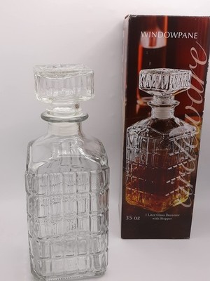 Circleware Windowpane Glass Decanter With Stopper, 35oz
