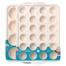 Trudeau Silicone 12 &24 Muffin Pans,2-Pack,Granite,Dishwasher Safe,Easy Release​