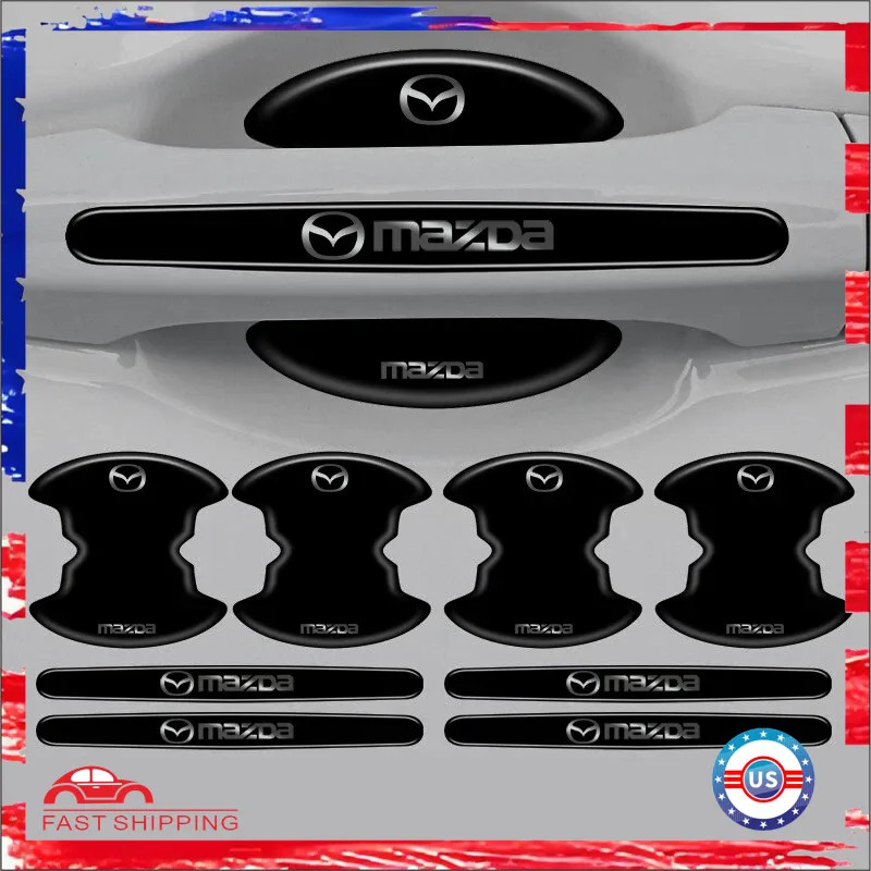 8pcs New For Mazda Black Car Door Handle Bowl Scratch Sticker Protector Film