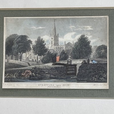 Antique 1800s Engraving Stratford Upon Avon England J.P. Neale Framed Print Art