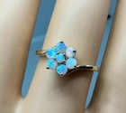 Opal Flower Ring Antique Magic Glo Wedding Engagement Cocktail Ring Yellow Gold — photo 4