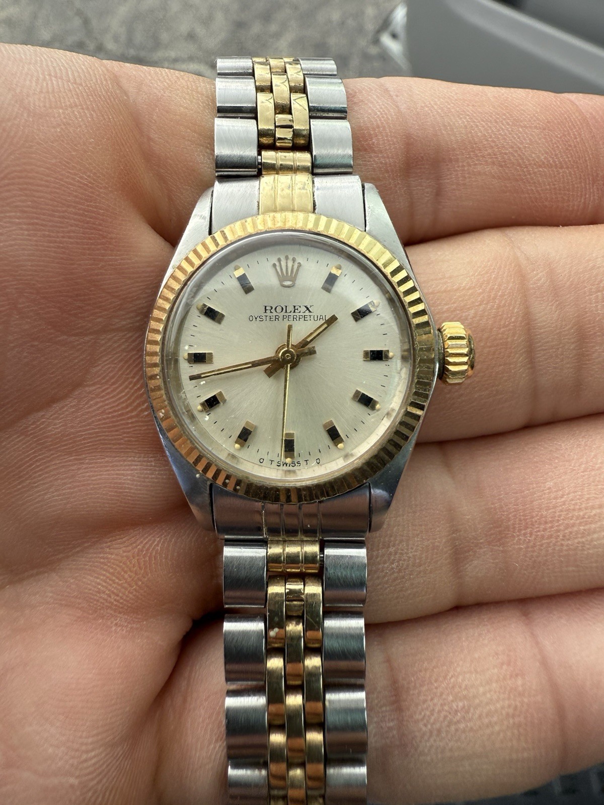 Rolex Oyster Perpetual 6619 14k Yellow Two Tone Ladies Auto Watch 24mm
