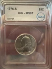 1976 S - Bicentennial Washington Quarter Silver - ICG MS67