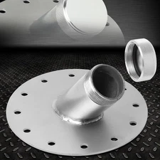 FUEL CELL GAS TANK 45 DEGREE 1.5" REMOTE FAST FILL 2.75" FILLER NECK+CAP SILVER