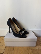 Jimmy Choo Black Satin Heels with Bow Accent size 38 excellent condition