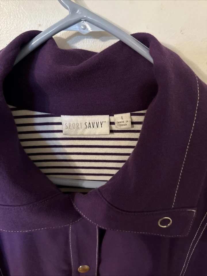 Sports Savvy Long Sleeve Tunic Jacket  L Purple Slightly Used,  Fall Lightweight - Image 2 of 4