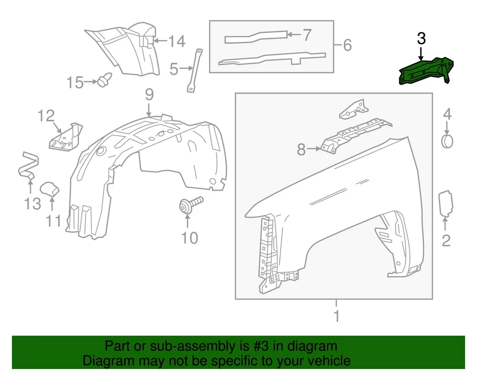 Soporte superior guardabarros derecho Sierra Silverado 2014-2019 OEM NUEVO 22992041 Foto 2 de 3