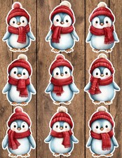 Winter Penguin Die Cut Vinyl Stickers Set Scrapbooking Laptop Water Bottle