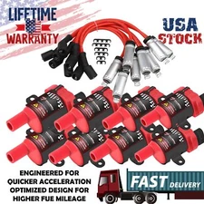 8Pcs UF262 Ignition Coil pack+Spark Plug Wire For Chevy 4.8L 5.3L 6.0L 1999-2005