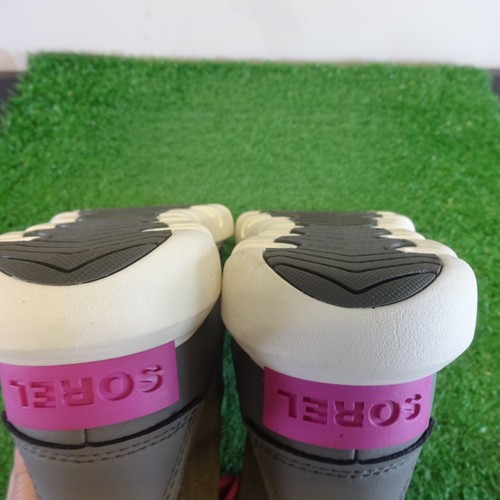 Botas de Invierno Sorel Talla 2 Niños Gris Rosa Impermeables Nieve Caminar Forradas de Piel - Imagen 8 de 12