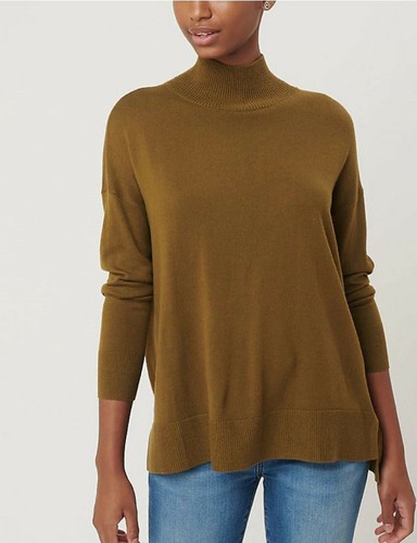 LOFT Turtleneck Tunic Sweater in Olive 