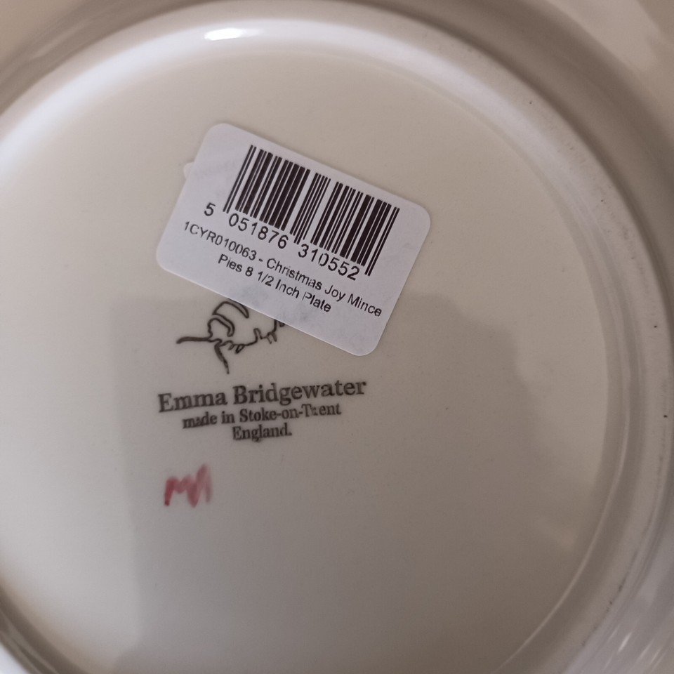 NEW EMMA BRIDGEWATER CHRISTMAS MINCE PIES Green and Red 2 Robins 8 1/2