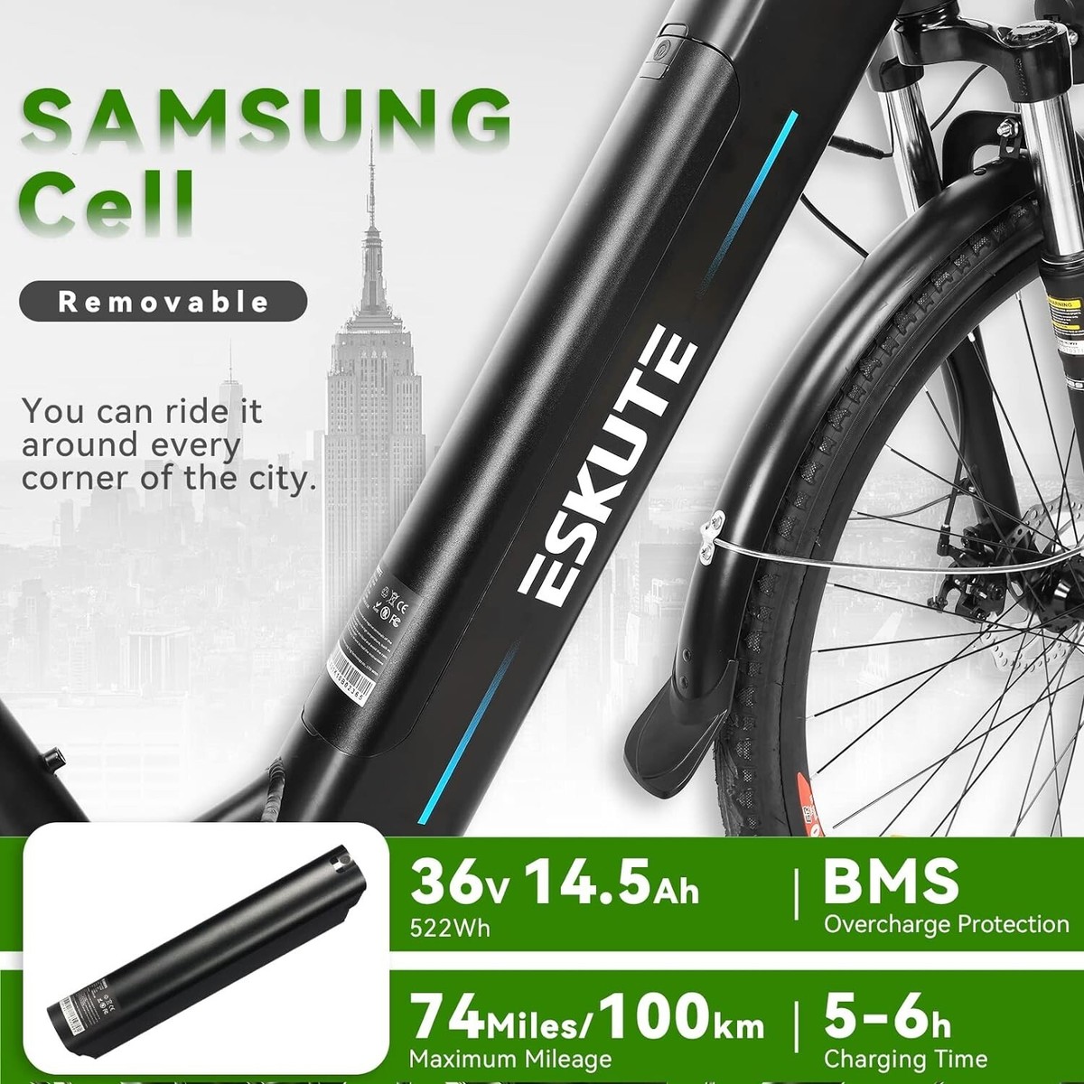 Eskute 28'' Elektrofahrrad E-Bike mit Bafang Motor Akku