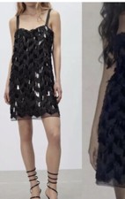 NWT ZARA BLACK SEQUIN PARTY DRESS 9616/019