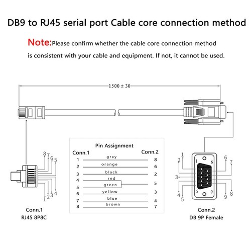RJ45 to RS232 DB9 Female Serial Port Cable for Console Switches 1.5m - 第 7/7 張圖片