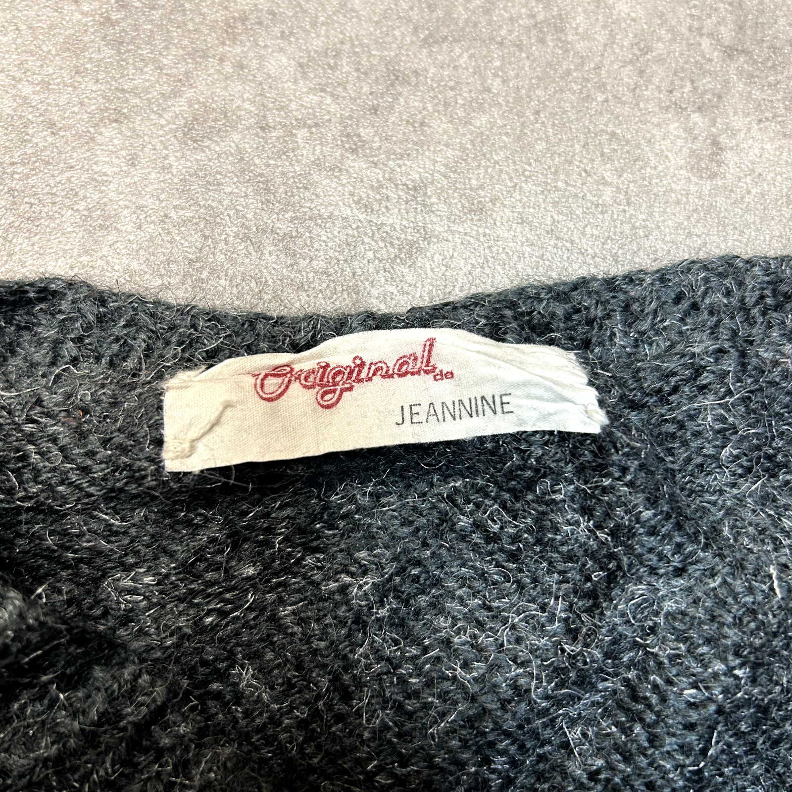 Vintage Knitted Jumper Mens XL Abstract Crew Neck Pullover Knit Sweater, Grey image 4