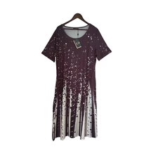 c.o.z.y Casual Lounge Midi Dress Comfort Black & White Tie Dye Polka Dot Size 12