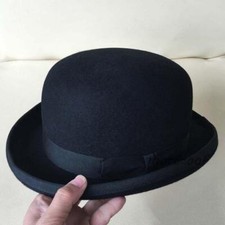 Cappello Bowler Uomo 100% Lana Nero Cappello Gentleman Fedora Casual S/M/L/XL Nuovo