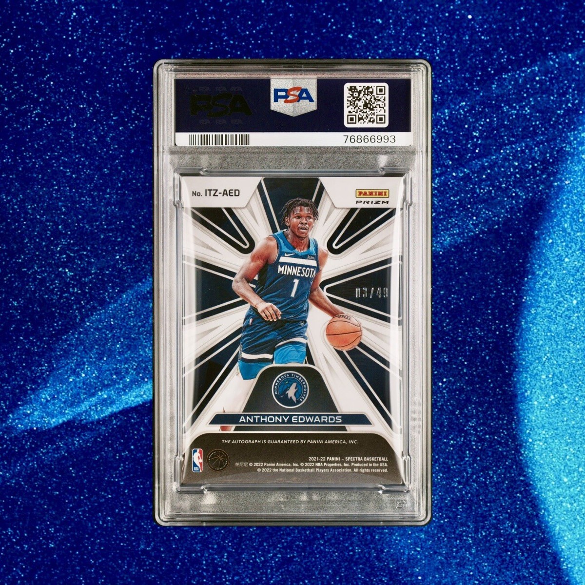 2021 Spectra Anthony Edwards On Card Auto In The Zone SP /49 