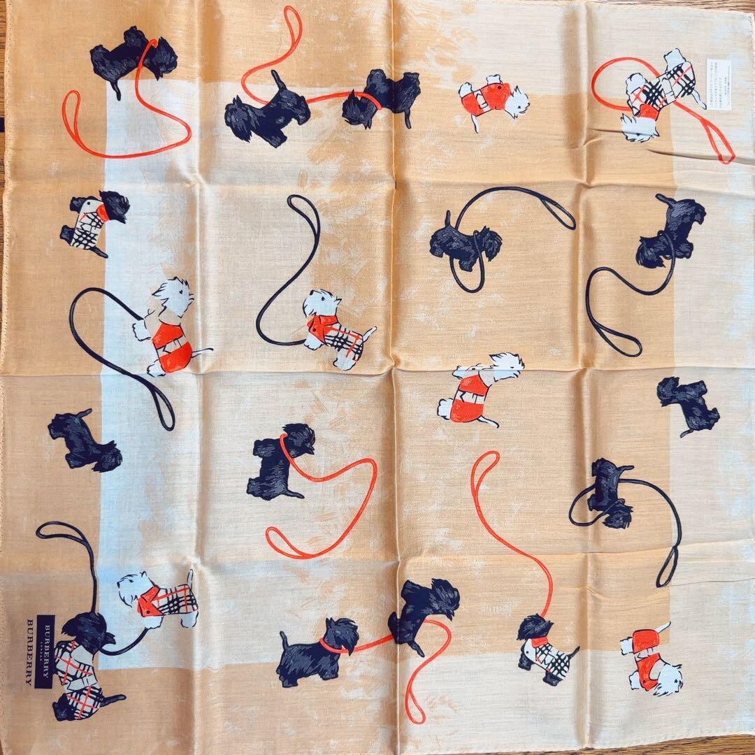 Burberry Dog pattern Handkerchief Mini Scarf Leash Check 50x50cm
