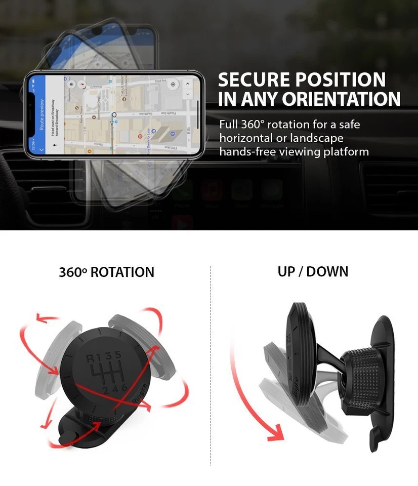 Ringke Magnetic Gear Car Phone Holder Dashboard 360 Rotation With Mounting Plate - Image 4 of 4