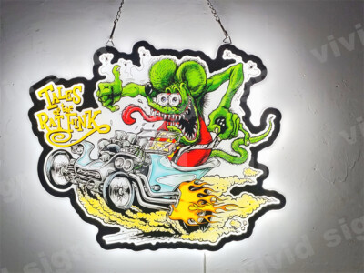 Tales Of The Rat Fink RF Hot Rod 3D LED Light Beer Sign Neon Lamp 20''x15'' 