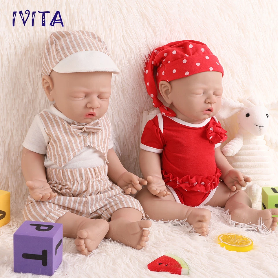 IVITA 17"Sleeping Boy or Girl Reborn Baby Doll Full Body Silicone Real Touch - Image 4 of 4