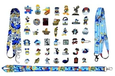 Donald Duck Themed 5 Disney Park Trading Pins Starter Set w/ Lanyard Brand New