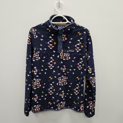 Patagonia Synchilla Snap T Navy Fleece Aztec Triangles Jacket Pullover Medium